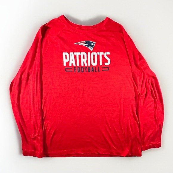 Majestic NFL New England Patriots Football Long Sleeve Shirt Red Size XL Men's - Picture 1 of 7